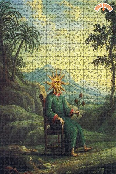 Teona Ahşap Modern Sanat Güneş Dekoratif Çift Katlı Çerçeveli Asılabilir Ahşa...