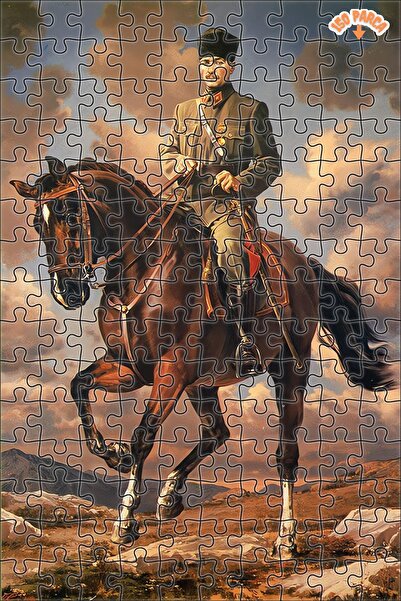 Teona Ahşap Atatürk At Biniyor Dekoratif Çift Katlı Çerçeveli Asılabilir Ahşap Puzzle 150 PARÇA 20X30