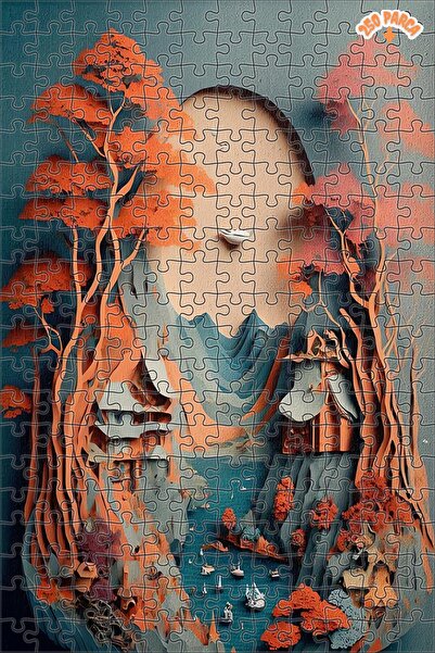 Teona Ahşap 3d Manzara - Yapay Zeka Dekoratif Çift Katlı Çerçeveli Asılabilir Ahşap Puzzle 250 PARÇA 30X30