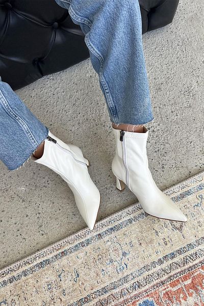STRASWANS Cizme din piele Pino de damă White Poppin