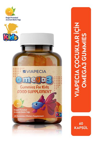 Viapecia 60 Pieces ofOmega3 Orange Flavored Jelly Beans - Children's Brain Development
