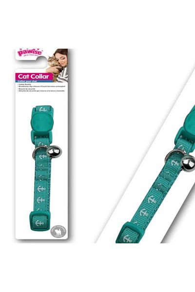 Pawise Anchor Patterned Green Bell Cat Collar