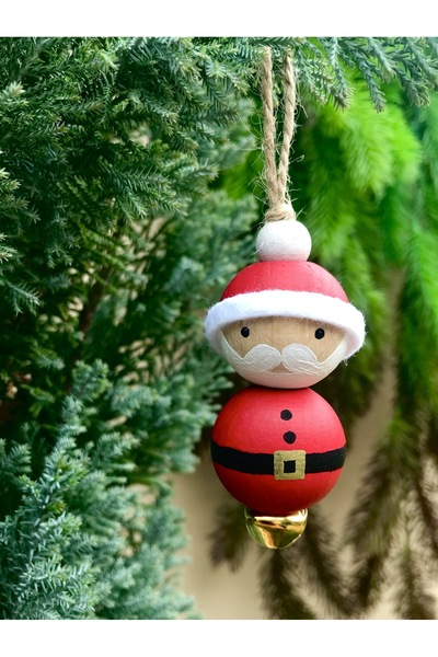 Noel Baba figürlü Ahşap Yılbaşı ağaç süsü