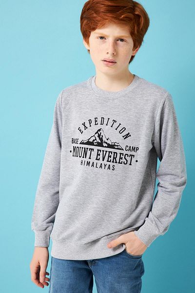 Perendi Expedition Printed Boy's Sweatshirt Grey Melange