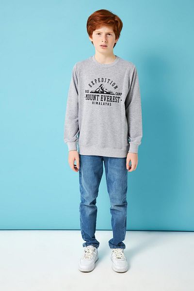 Perendi Expedition Printed Boy's Sweatshirt Grey Melange
