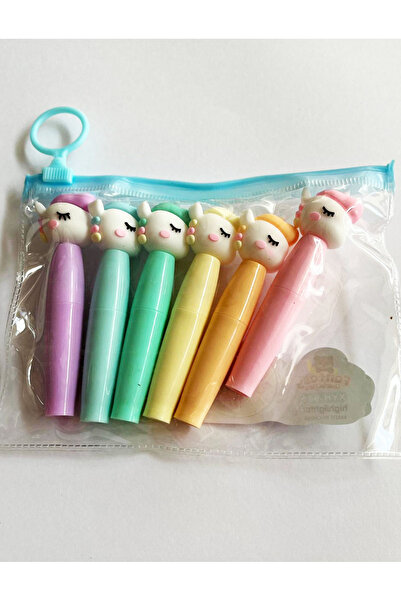 Modellino 6'lı Meyve Şekilli Fosforlu Kalemler Fermuarlı Çantalı