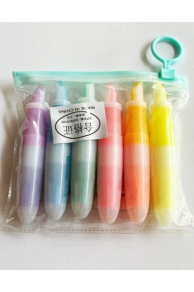 Modellino 6-Piece Fruit Shaped Highlighter Pens with Zipper Bag