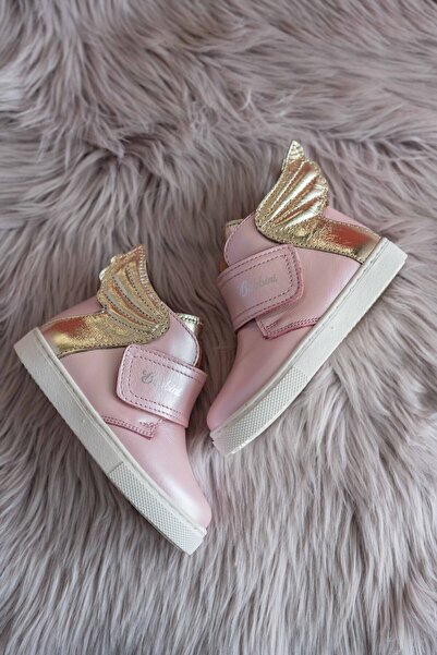 Bebbini Wings-Pembe Işıltılı Gold Kanatlı Hakiki Deri Bot