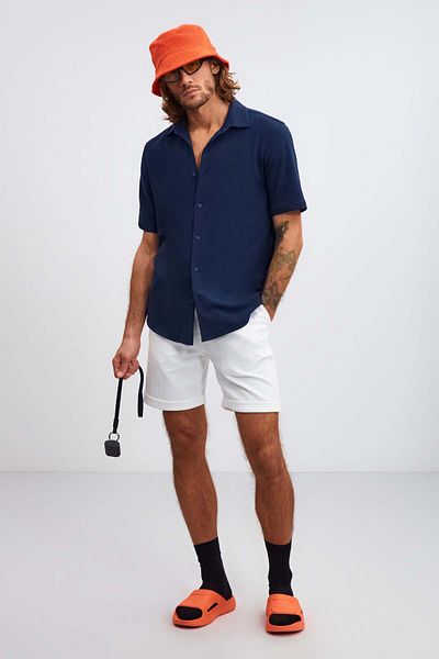 GRIMELANGE Josh Men's Waffle Textured Regular Fit Shirt