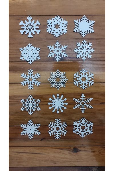 EvimHobi Snowflakes Ξύλο 7cm 15 Τεμάχια Μικτά