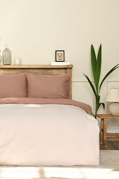 Karaca Home Σετ Παπλωματοθήκη Basic Μπεζ-Καφέ Διπλής Όψης