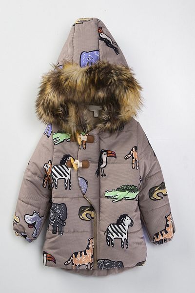 Kerata Kids Cute Animals Patterned Winter Thick Winter Baby Coat with Fur Inside and Hood
