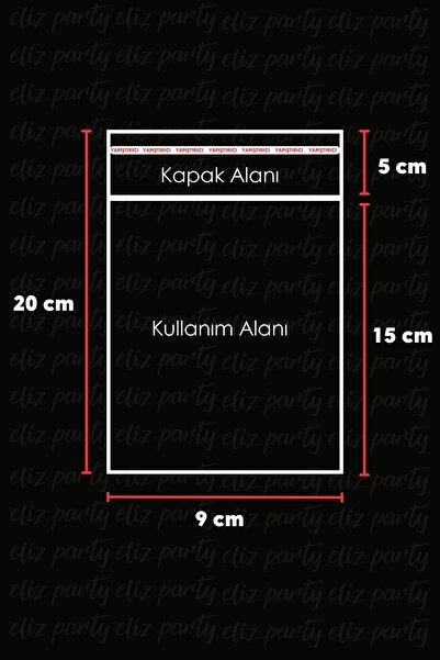 Eliz Party 9x20cm Şeffaf Bantlı Yapışkanlı Opp Parlak Jelatin Poşet Bijuteri Aksesuar Paketleme Poşeti 100 Ad