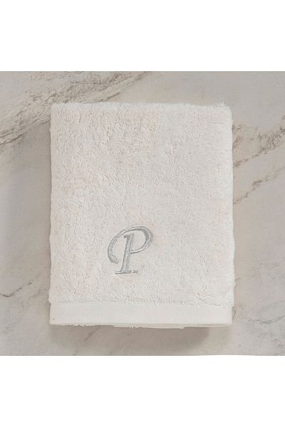 Chakra Solid Embroidered Face Towel 50x90 Cm Ecru