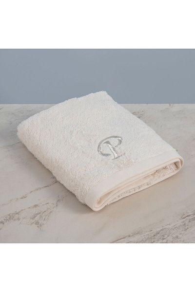 Chakra Solid Embroidered Face Towel 50x90 Cm Ecru