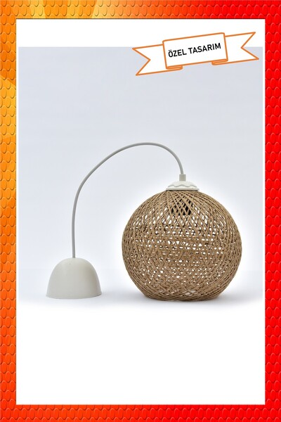 Naturel Lighting Balle Hasır Sarkıt Top Avize Beyaz Kablo