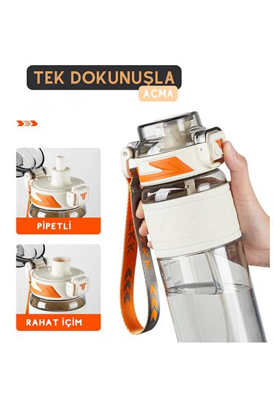 Vagonlife 1000 ml White Tritan Sports Flask - Use with Straw and No Straw, Scale Size