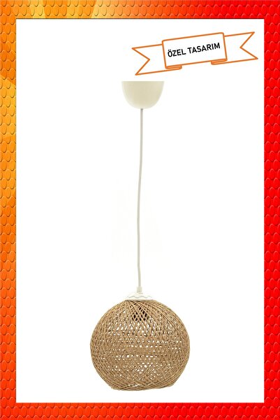 Naturel Lighting Balle Hasır Sarkıt Top Avize Beyaz Kablo