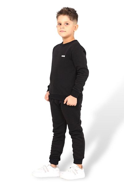 KARB Costum de trening unisex pentru fete și băieți, de jos și de sus, din bumbac sută la sută, costum de pijama pentru copii, gât rotund