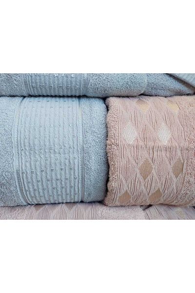 TEKSTİLCİ 8 Piece Double Dowry Family Bamboo Bathrobe Set, 100% Cotton, Boxed