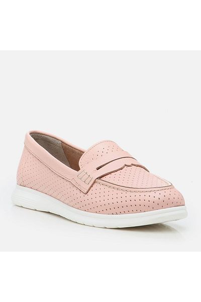 Hotiç Powder Color Genuine Leather Women's Loafer
