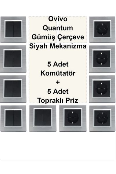OVİVO Asyagrup Ovivo Quantum Silver Set (Plug, Commutator) - Frame Included