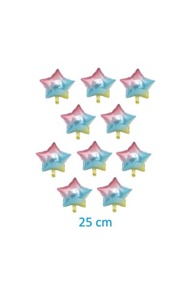 RÖNESANS PARTİ قوس قزح اللون 10 بوصة 25 سم نجمة احباط بالون 10 قطع