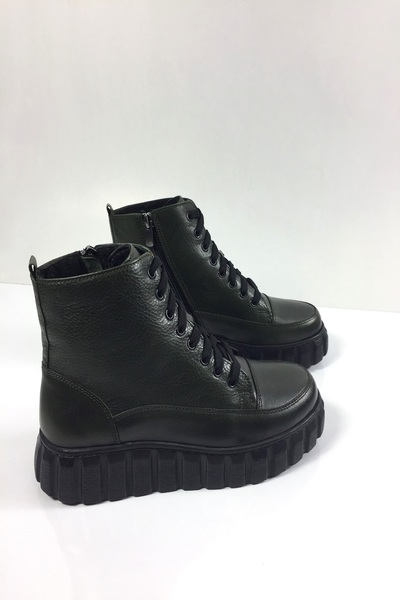 Tabak Deri Hakiki Deri Ayağı Sıcak Tutan ve Hareket Kolaylığı Sağlayan Kalın ve Hafif Tabanlı Bot - Haki Yeşil