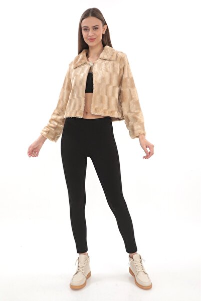 MEMETTİ Etol Fur Bolero with Cream Brooch