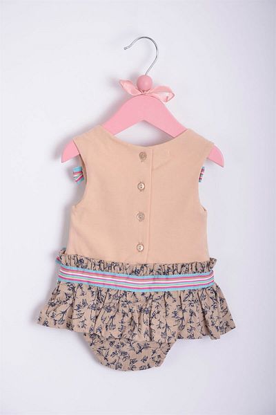 Minora Baby Girl Salopet Beige with Buttons at the Bottom