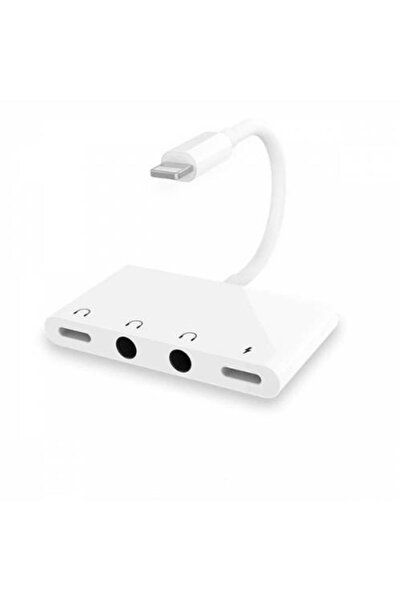 Polhammobile Polham Apple Lightning Iphone Ve Ipad Için 4in1 2x Lightning Ve 2x 3.5mm Kulaklık Çoğaltıcı Adaptör