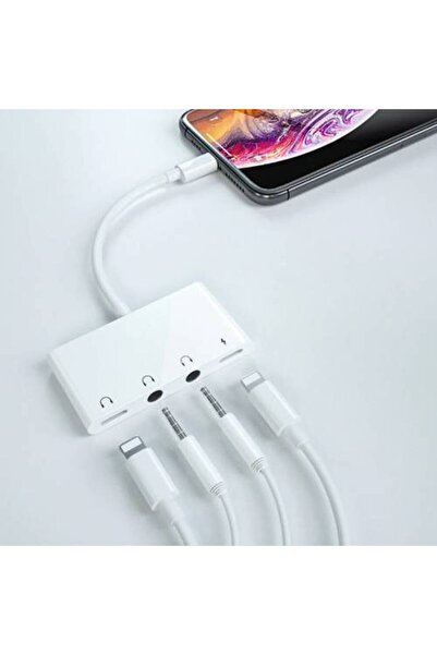 Polhammobile Polham Apple Lightning Iphone Ve Ipad Için 4in1 2x Lightning Ve 2x 3.5mm Kulaklık Çoğaltıcı Adaptör