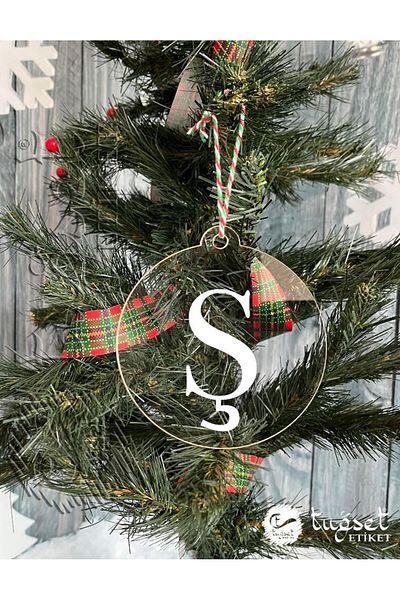 t tuğset etiket Letter White Plexi Christmas Tree Ornament - Rearview Mirror Ornament Plexi Letter-a1