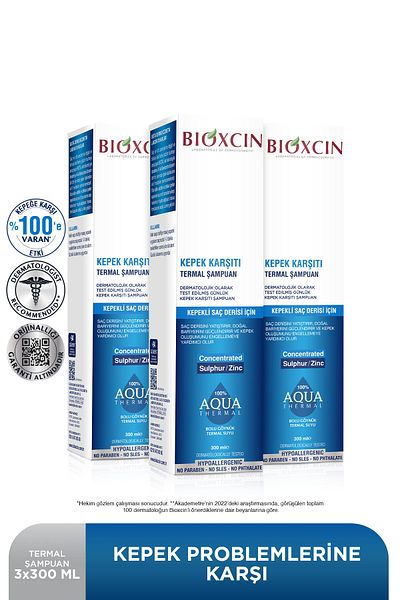 Bioxcin Aqua Thermal 300 Ml Set of 3 - Shampoo Effective Against Dandruff