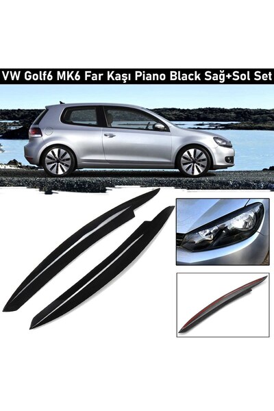 HYM TUNİNG VW GOLF Uyumlu  6 Far Kaşı Piano Black Kaş Parlak Siyah ABS Plasti...