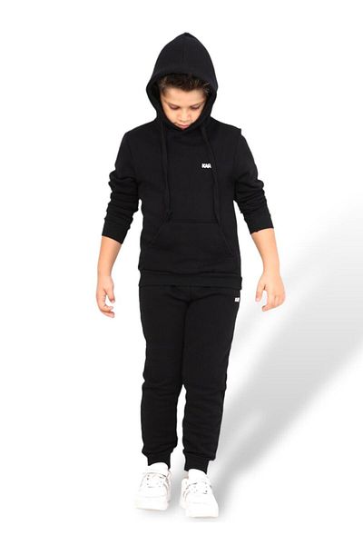 KARB Unisex Girls and Boys Hooded Bottom and Top Tracksuit Set, 100% Cotton Children's Pajama Set