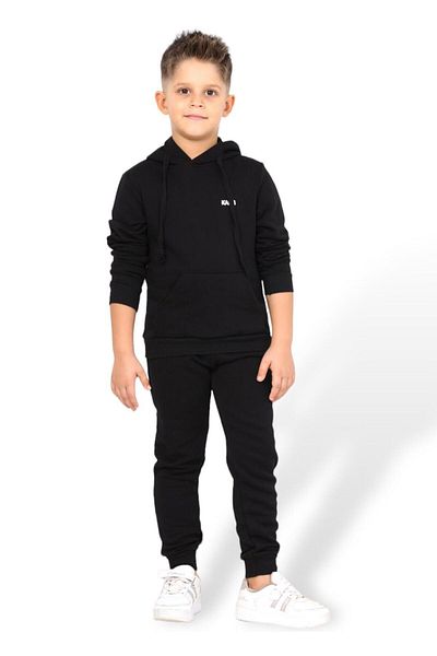 KARB Unisex Girls and Boys Hooded Bottom and Top Tracksuit Set, 100% Cotton Children's Pajama Set