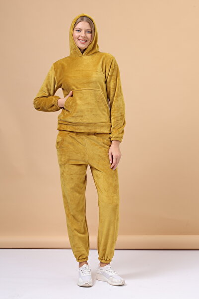 mervemoda Women's Mustard Color Tracksuit Set