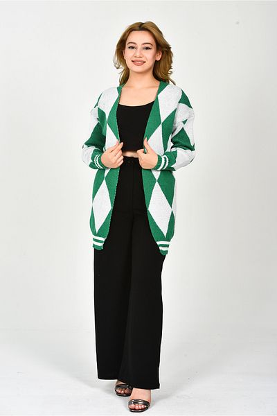 openex tekstil FEMEI CU MODEL BAKLAVA CARDIGAN TRICOTAT PİKE