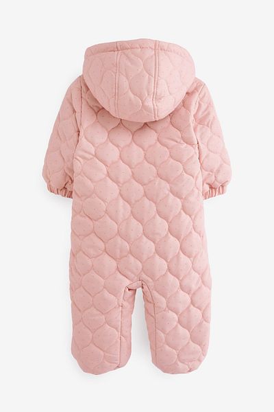 Next Baby Cotton Pink Quilted Astronaut Jumpsuit