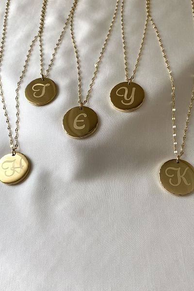 SilverStone Steel Necklace - Letter T Medallion Plate Gold Gold Color Chain 316 L Steel Necklace