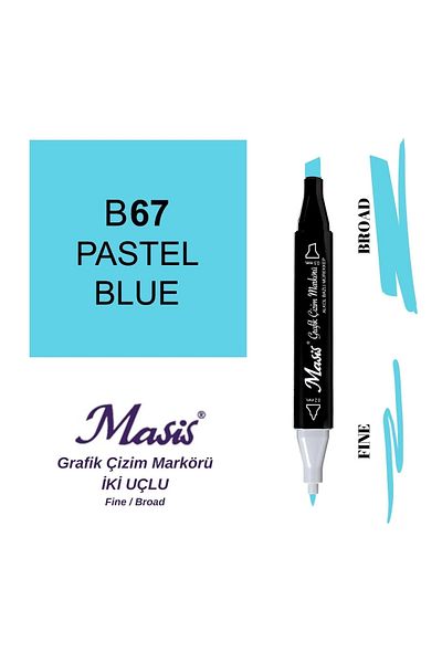 Masis Twin Dual Tip Marker Pen 67 Pastel Blue