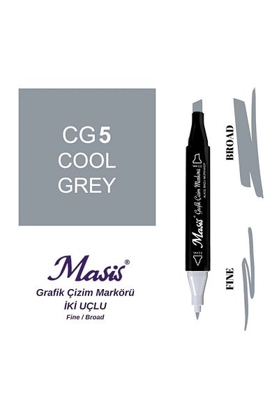 Masis Twin Dual Tip Marker Pen CG5 Cool Gray