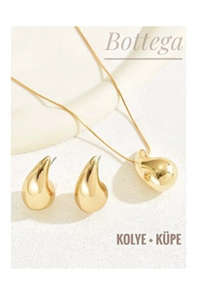 monalisatoka Kadın  Gold Küpe+Kolye Seti