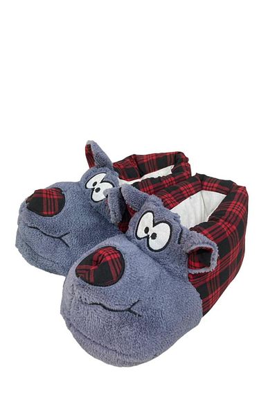 ALTUN TİCARET Dark Gray Dog Animal Unisex Slippers