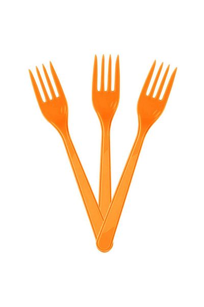 partideyince Plastic Fork Orange 25 Pieces