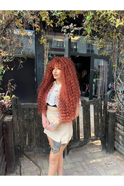 Suzan Peruk Afro Dalgalı Perçemli Bakır Peruk