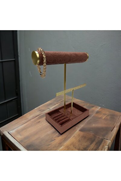 STAND MARKET Стіл для прикрас Одинарний циліндр з підставкою для сережок Темно-рожевий