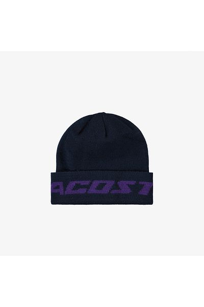 Lacoste قبعة رجالية منقوشة باللون الأزرق الداكن