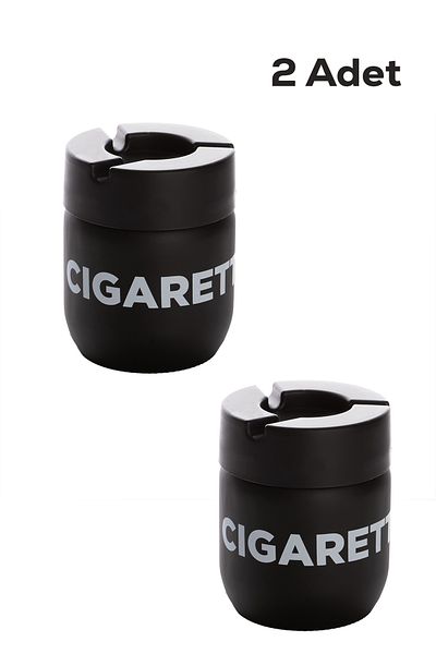 Porsima C-00513 2-Piece Odorless Glass Tank Fireproof Plastic Lid Home Car Ashtray Ash Tray Black